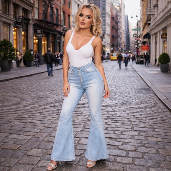 Altar'd State Denim - Altar'd State Retro Flared Bottoms Women’s Boho Jeans Light Wash High Rise NWT